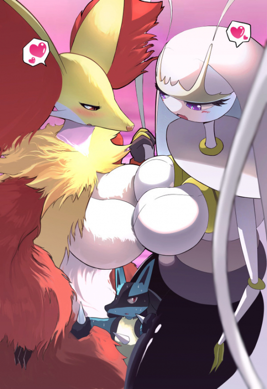 delphox+lucario+pheromosa+shiny pokemon