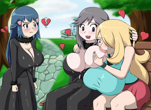 cynthia (pokemon)+dawn (pokemon)+leaf (pokemon)