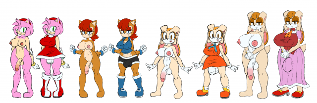 amy rose+cream the rabbit+sally acorn+vanilla the rabbit