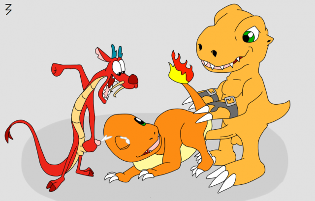 agumon+charmander+mushu