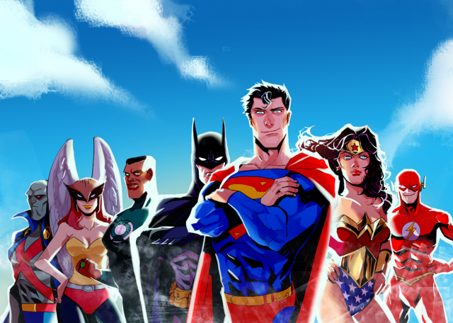 batman+bruce wayne+clark kent+hawkgirl+john stewart+martian manhunter+superman+the flash+wally west+wonder woman