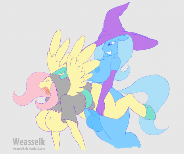 fluttershy (mlp)+trixie (mlp)