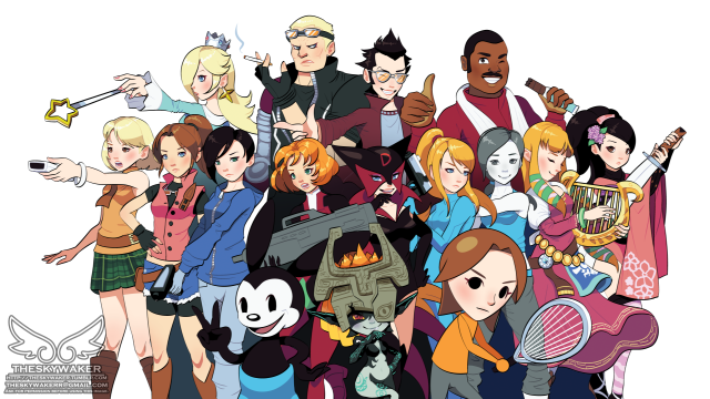 ashley graham+claire redfield+midna+mii (nintendo)+momohime+princess zelda+rosalina+samus aran+travis touchdown+wii fit trainer