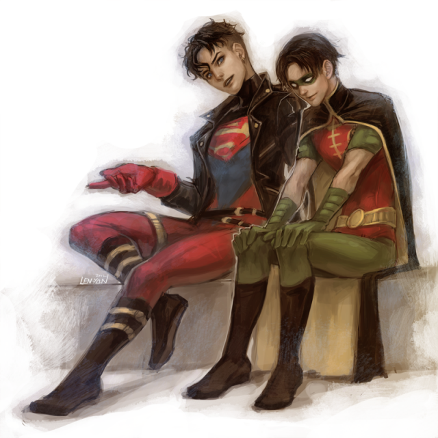 kon-el+robin (dc)+superboy+tim drake