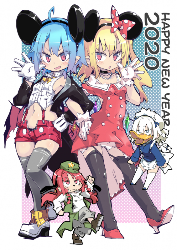 donald duck+flandre scarlet+goofy+hong meiling+izayoi sakuya+mickey mouse+minnie mouse+remilia scarlet