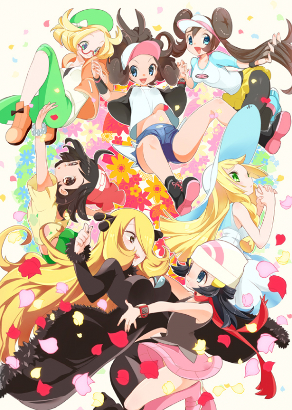 bel (pokemon)+hikari (pokemon)+lillie (pokemon)+mei (pokemon)+mizuki (pokemon)+shirona (pokemon)+touko (pokemon)