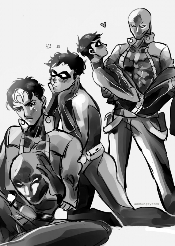 dick grayson+jason todd+red hood (dc)+robin (dc)