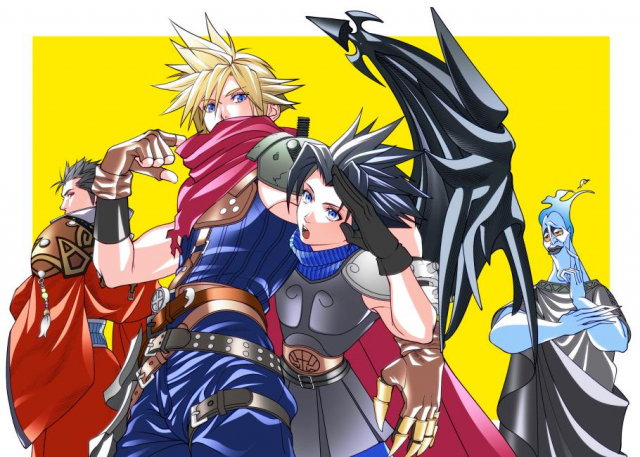 auron+cloud strife+hades (disney)+zack fair