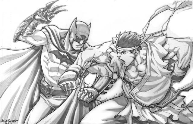 batman+bruce wayne+ryuu (street fighter)