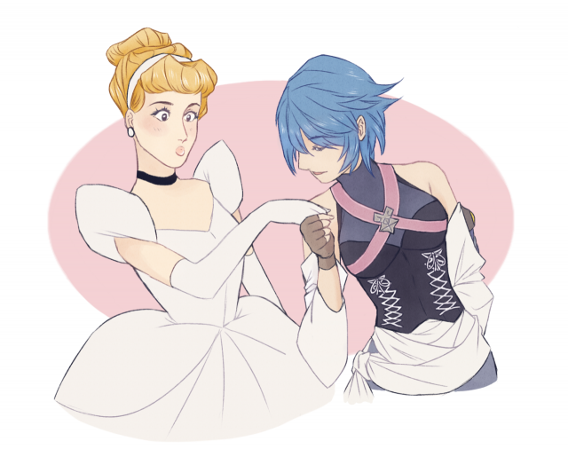 aqua (kingdom hearts)+cinderella (disney)