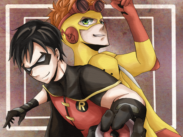 dick grayson+kid flash+robin (dc)+wally west