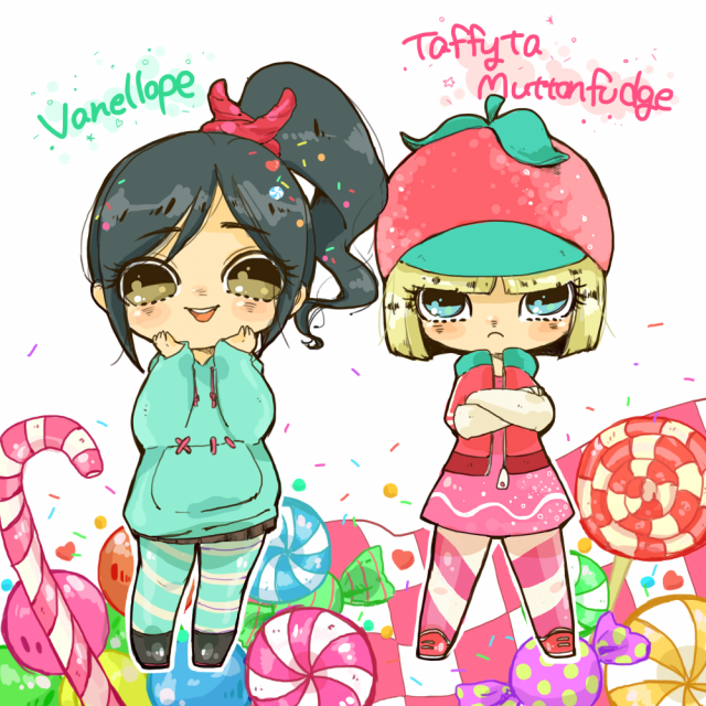 taffyta muttonfudge+vanellope von schweetz