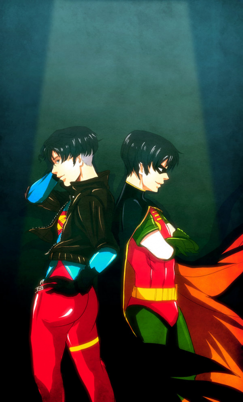 kon-el+robin (dc)+superboy+tim drake