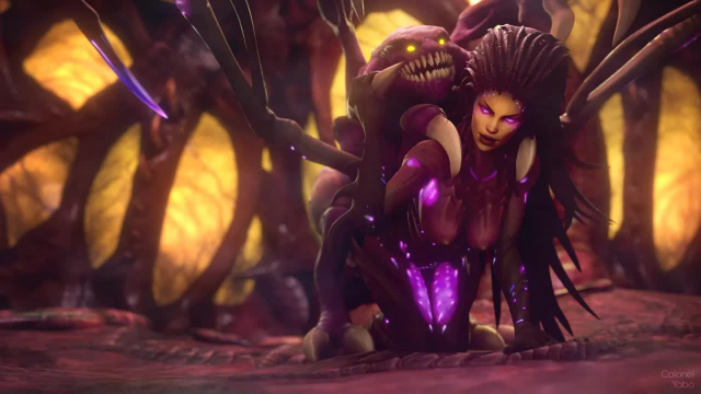 queen of blades+sarah kerrigan+zergling