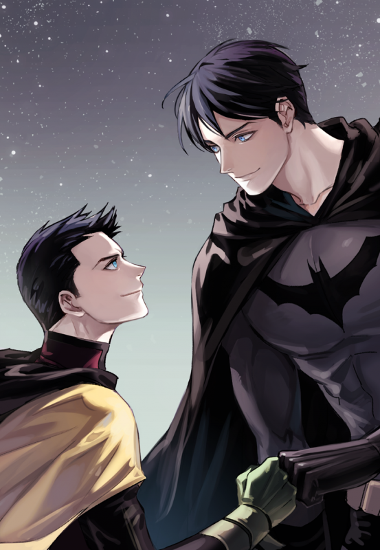 batman+damian wayne+dick grayson