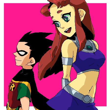 dick grayson+robin (dc)+starfire