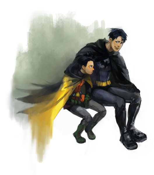 batman+damian wayne+dick grayson+robin (dc)