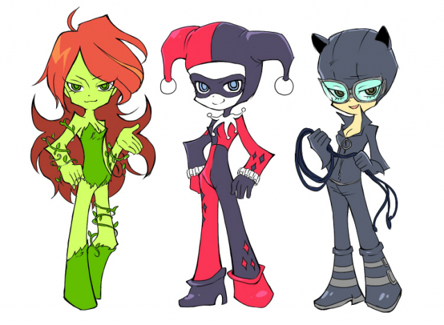 catwoman+harley quinn+poison ivy