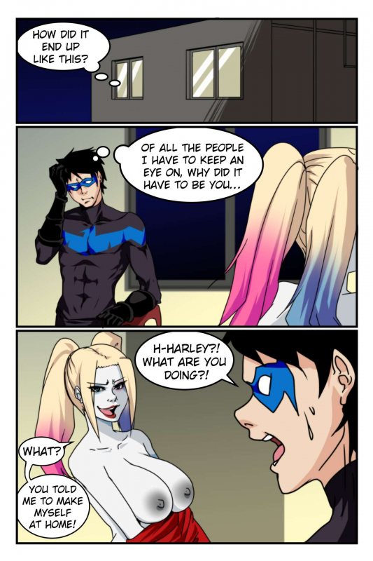 dick grayson+harley quinn+nightwing