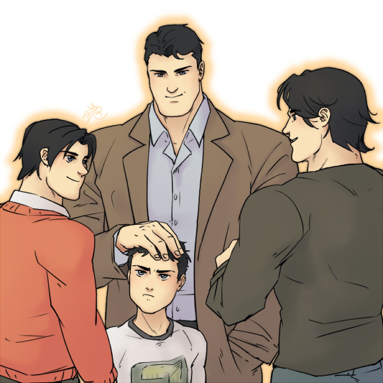 bruce wayne+damian wayne+dick grayson+tim drake