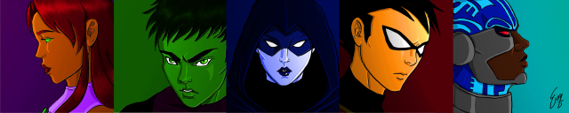 beast boy (dc)+cyborg (dc)+dick grayson+garfield logan+raven (dc)+robin (dc)+starfire+victor stone