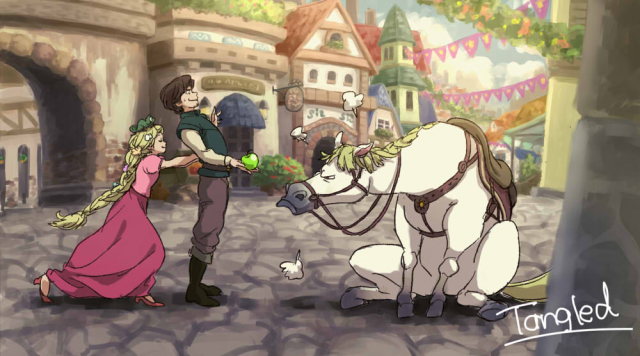 flynn rider+maximus (tangled)+pascal (tangled)+rapunzel (disney)