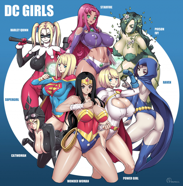 catwoman+harley quinn+poison ivy+power girl+raven (dc)+starfire+supergirl+wonder woman