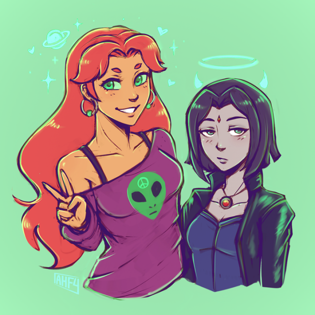 raven (dc)+starfire