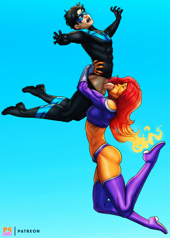 dick grayson+koriand'r+nightwing+starfire