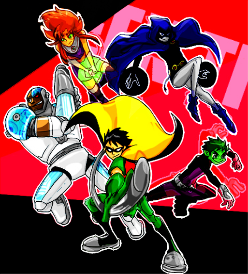 beast boy+cyborg (dc)+dick grayson+garfield logan+robin (dc)+victor stone