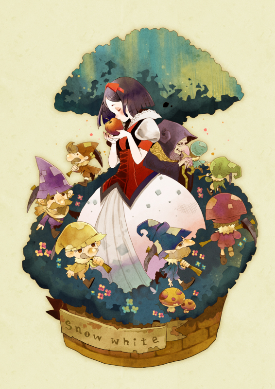 dwarf (grimm)+snow white (disney)