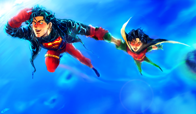 kon-el+robin (dc)+superboy+tim drake