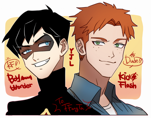 dick grayson+robin (dc)+wally west