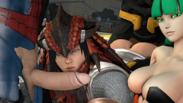 black panther (marvel)+morrigan- aensland+spideg-man