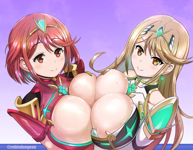 hikari (xenoblade 2)+homura (xenoblade 2)+mythra+pyra
