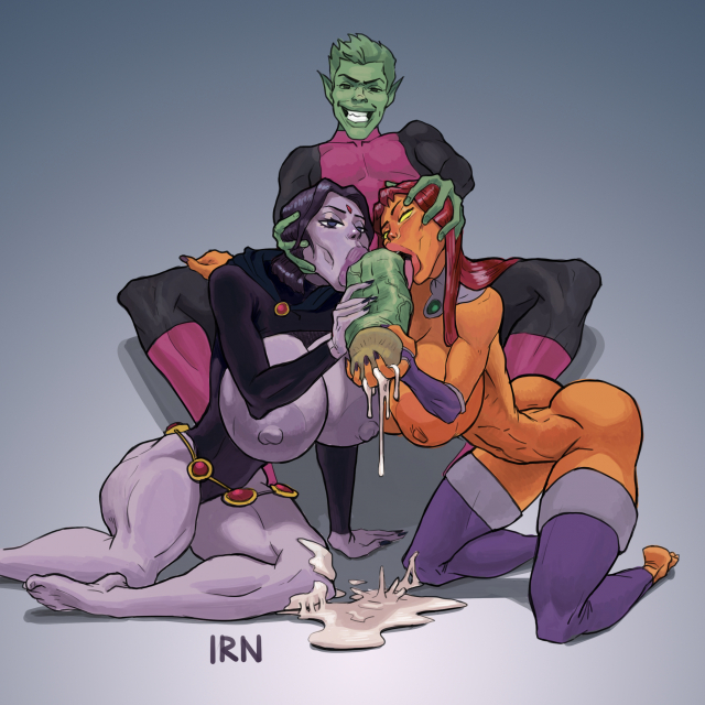 beast boy+raven+starfire