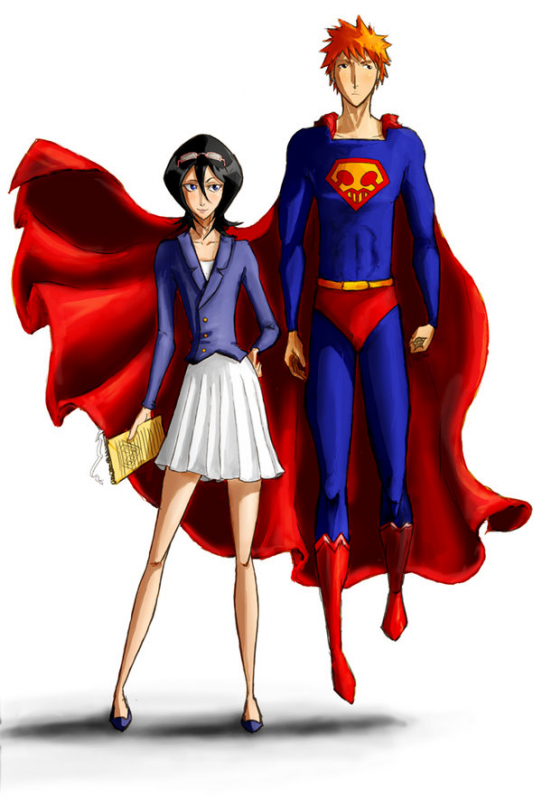 kuchiki rukia+kurosaki ichigo+lois lane+superman