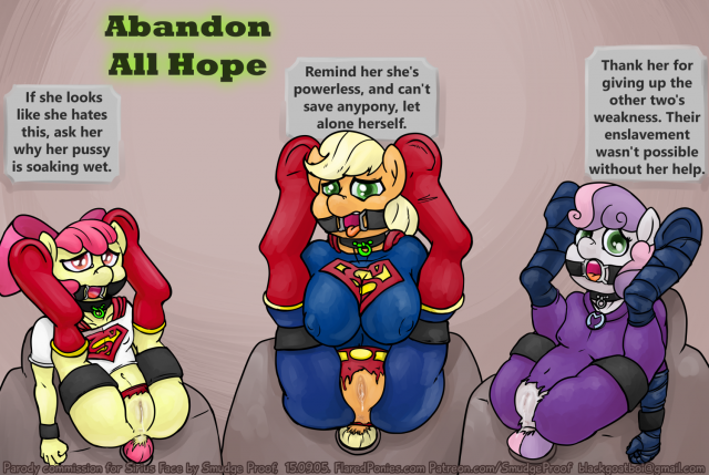 apple bloom (mlp)+applejack (mlp)+supergirl+superman+sweetie belle (mlp)