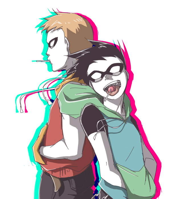 dick grayson+robin (dc)+roy harper+speedy
