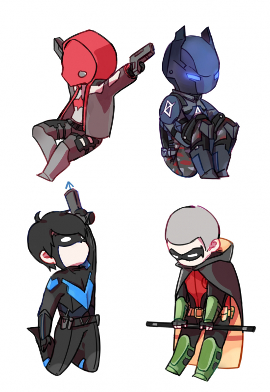 dick grayson+jason todd+nightwing+red hood (dc)+robin (dc)+tim drake