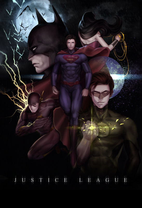 barry allen+batman+bruce wayne+hal jordan+superman+the flash+wonder woman