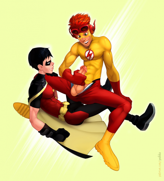 dick grayson+kid flash+robin (dc)+wally west