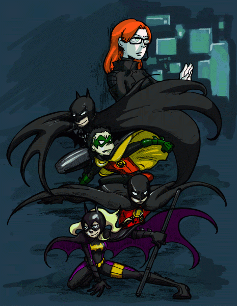 barbara gordon+batgirl+batman+damian wayne+dick grayson+oracle+red robin+robin (dc)+stephanie brown+tim drake
