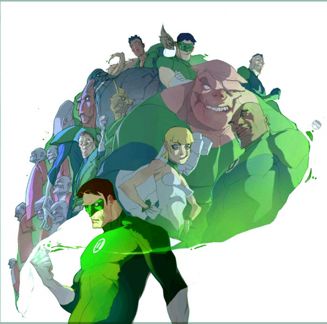 arisia rrab+ch'p+guy gardner+hal jordan+john stewart+kilowog+kyle rayner+soranik natu