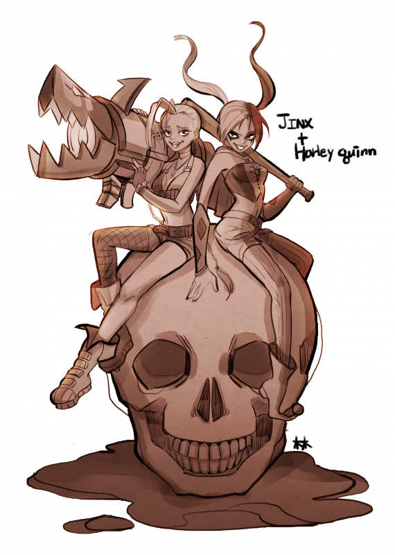 harley quinn+jinx (league of legends)