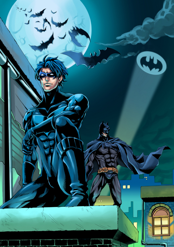 batman+bruce wayne+dick grayson+nightwing