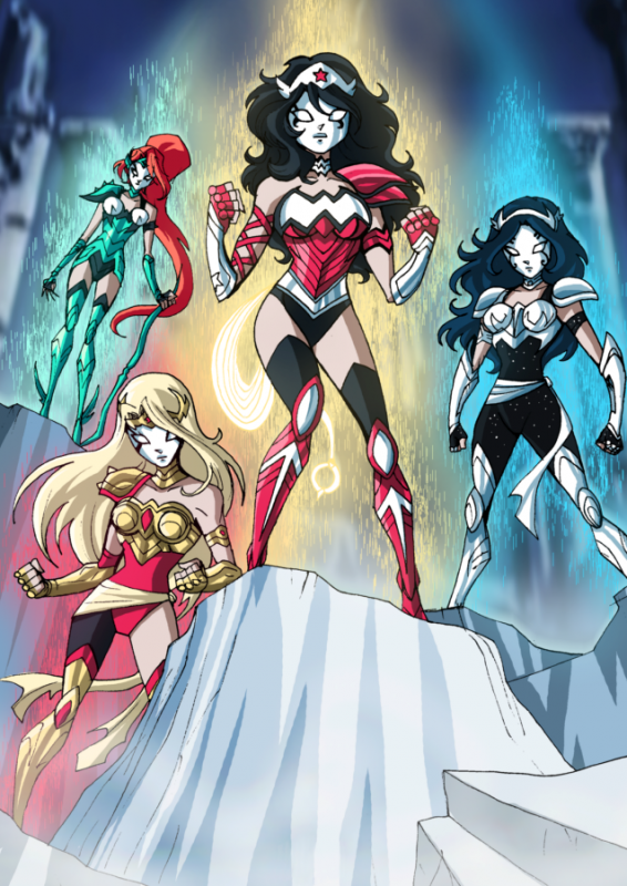 artemis (dc)+artemis (saint seiya)+cassandra sandsmark+donna troy+wonder girl+wonder woman