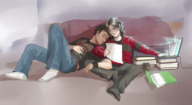 kon-el+robin (dc)+superboy+tim drake