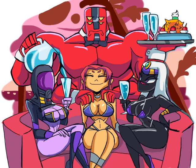 ben tennyson+fourarms+koriand'r+quarian+queen tyr'ahnee+starfire+tali'zorah nar rayya+tetramand