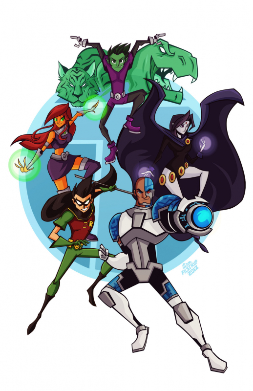 beast boy+cyborg (dc)+dick grayson+garfield logan+raven (dc)+robin (dc)+starfire+victor stone